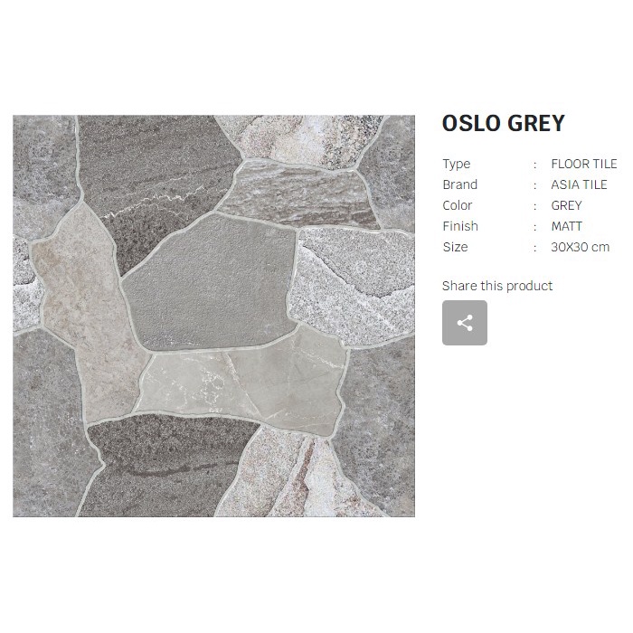 ASIA TILE OSLO Series 30 x 30 MATT KERAMIK LANTAI KERAMIK DINDING - Brown Grey Motif Batu