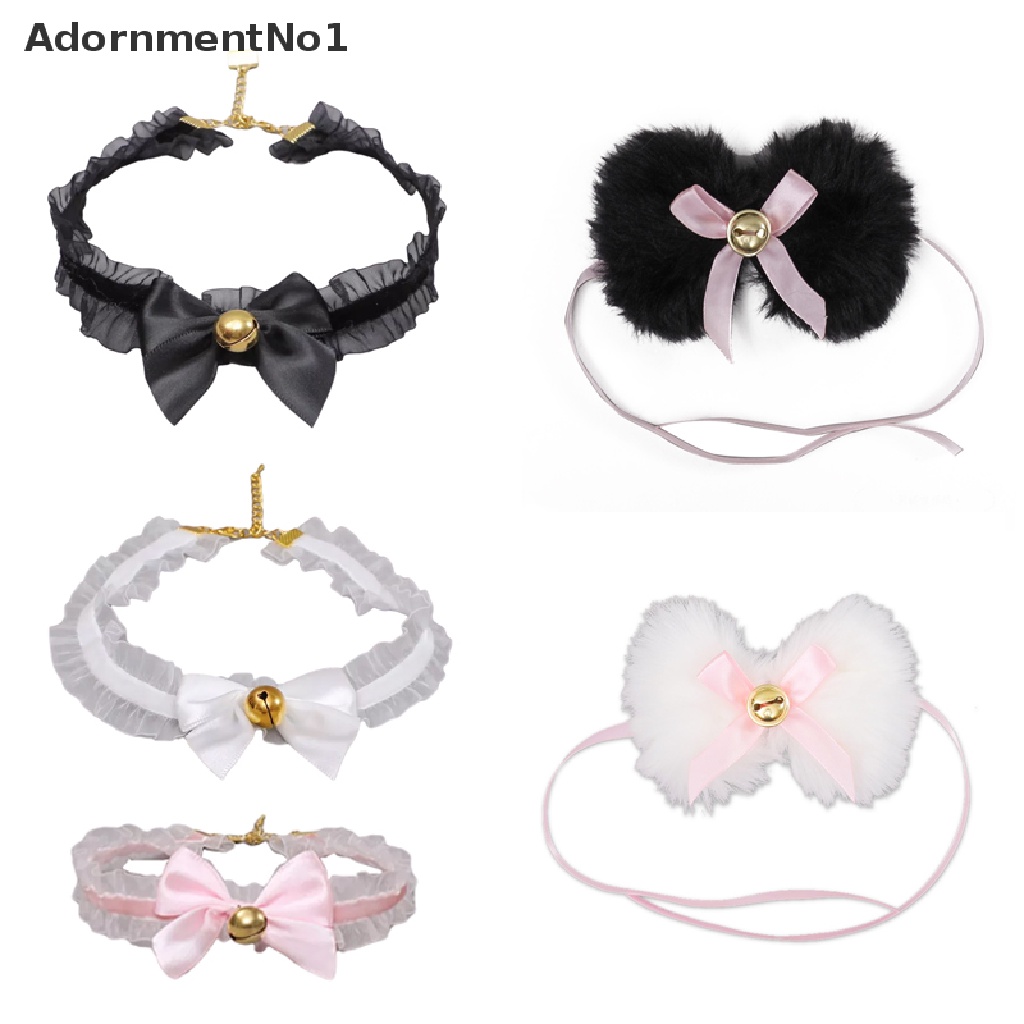 (AdornmentNo1) Kalung Choker Lace Lolita Handmade Hias Pita + Lonceng Gaya Vintage Gothic Untuk Wanita