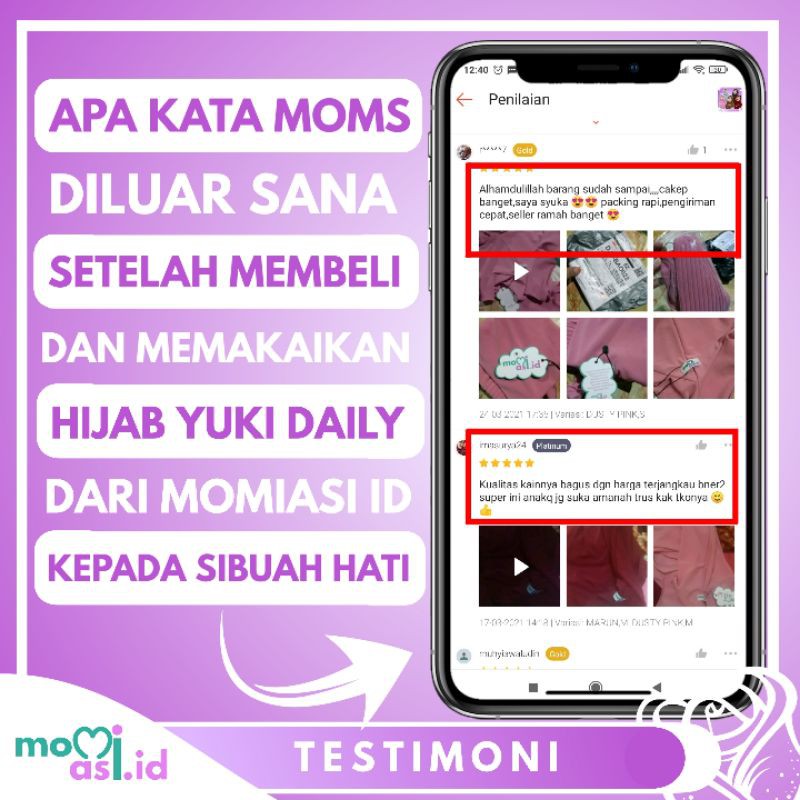 Momiasi - Kerudung Anak Jilbab Hijab Anak Bayi Perempuan Premium Yuki Daily