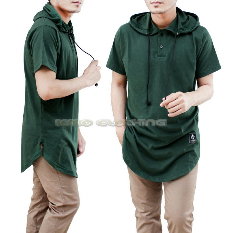 KMO Kaos Kurta Hoodie Pria Muslim Lengan Pendek