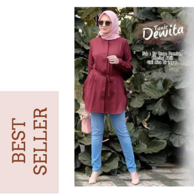 Dewita Blouse Casual / Baju kerja full kancing busui / Tunik remaja tersedia ukuran kecil hingga jumbo