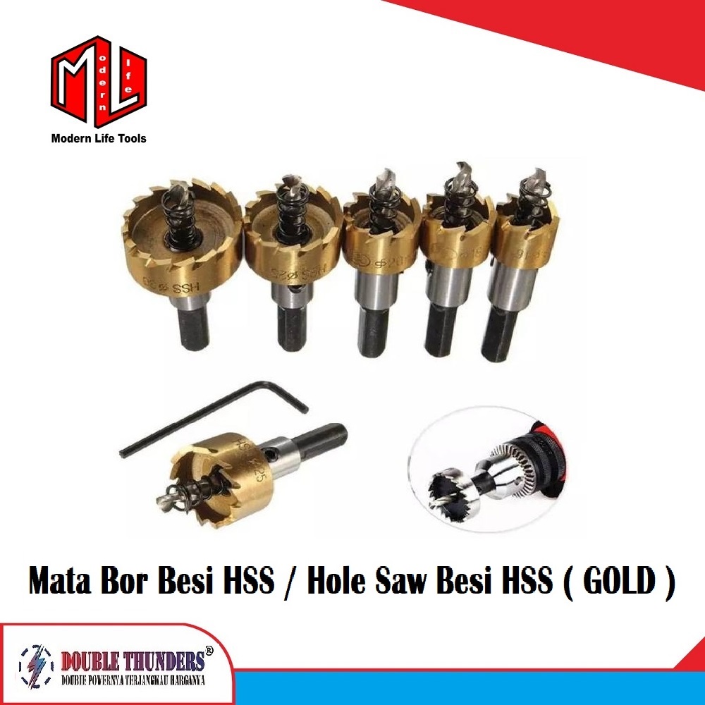 HOLE SAW BESI H.S.S GOLD - MATA BOR BESI HSS GOLD ( 12mm Sampai 38mm )