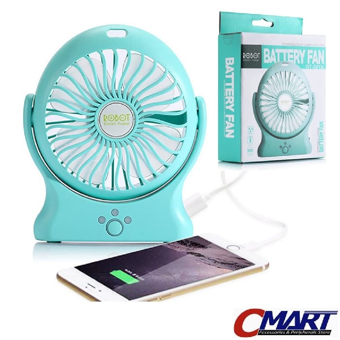 Robot PowerBank RT-BF06 2000 mAh Kipas Angin Mini Portable Fan RT-BF06 - Putih