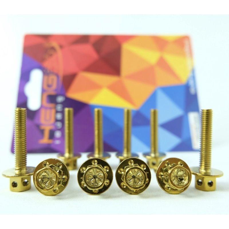 BAUT VISOR NMAX NEW NMAX OLD LEXI BAUT PROBOLT GOLD FLOWER HENG M5X25 DRAT 8 PANJANG 2.5CM Harga1pcs