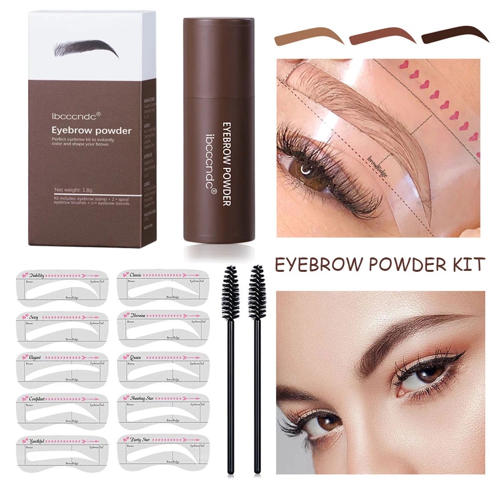 Eyebrow Powder Cetakan Alis Instan - Kosmetik Wanita - Eyebrow Stamp Alis - Stempel Alis Waterproof FREE 10 Model Cetakan Alis