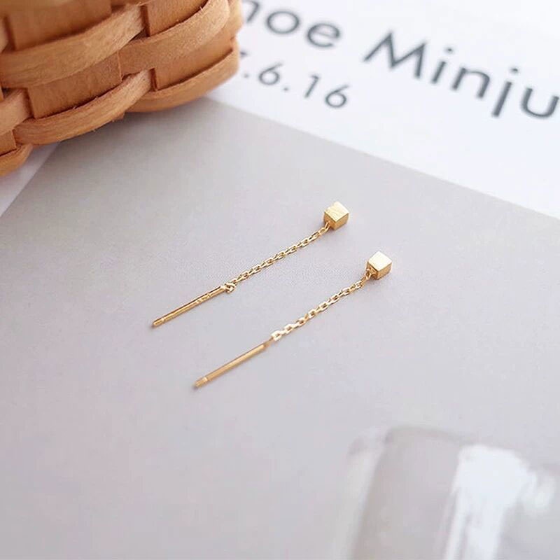 Anting Rumbai Rantai Panjang  Tindik Sederhana Anting Kristal Anting Elegan Aksesoris Fashion Wanita - ol-gold