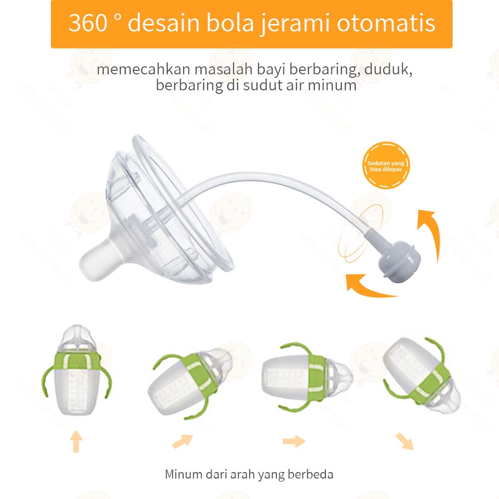 Lacoo Dot Piko Bello silikon Nipple leher lebar dengan sedotan BPA FREE