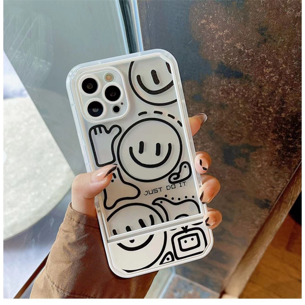 Soft Case TPU Transparan Motif Smiley Cover iPhone 13 12 Pro Max 11 XS XR X 8 7 6S Plus