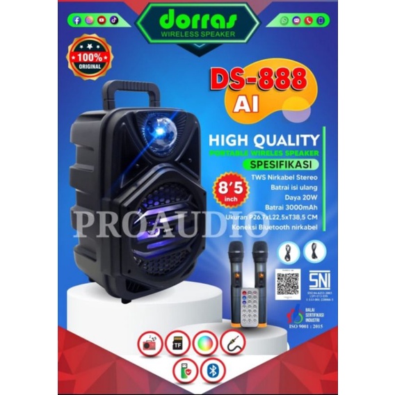 Speaker Portable Aktif Dorras DS 888 AL DS888 AL DS888AL DS 888-AL Ori