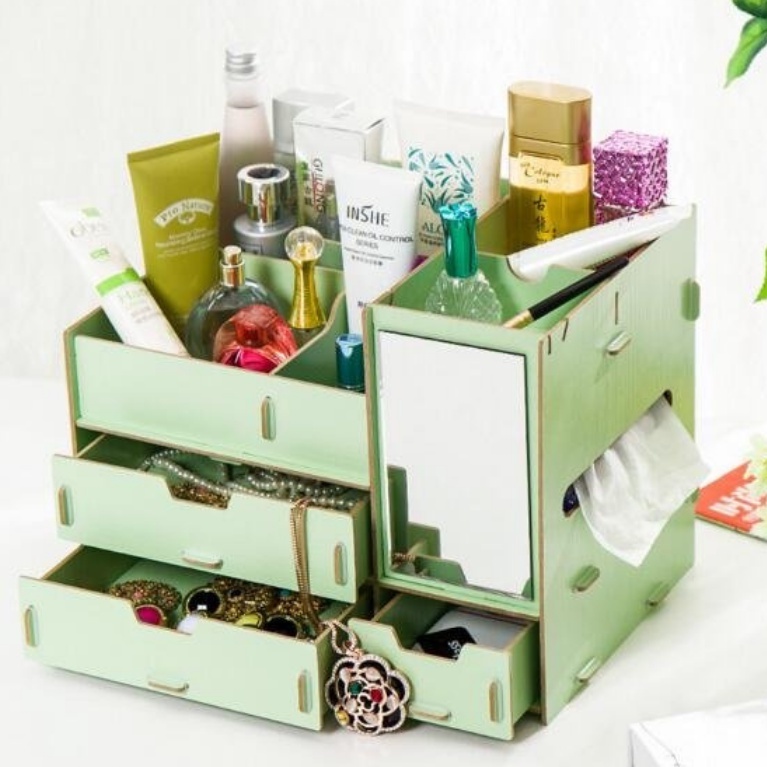 BAYAR DI TEMPAT (COD) RAK KOSMETIK MINI BAHAN KAYU TERMURAH!!!!-1