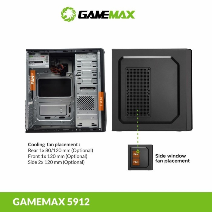 Casing Komputer Gamemax Airmax G 5912 Include PSU 500W ATX