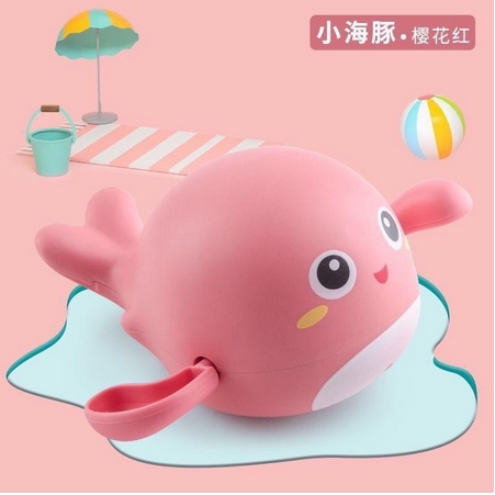 Mainan Mandi Anak Bayi Bentuk Kura Kura Berenang Di Kolam Renang / Bak Mandi Mainan Air Lucu / Mainan Edukasi Anak-Dolphin - Pink