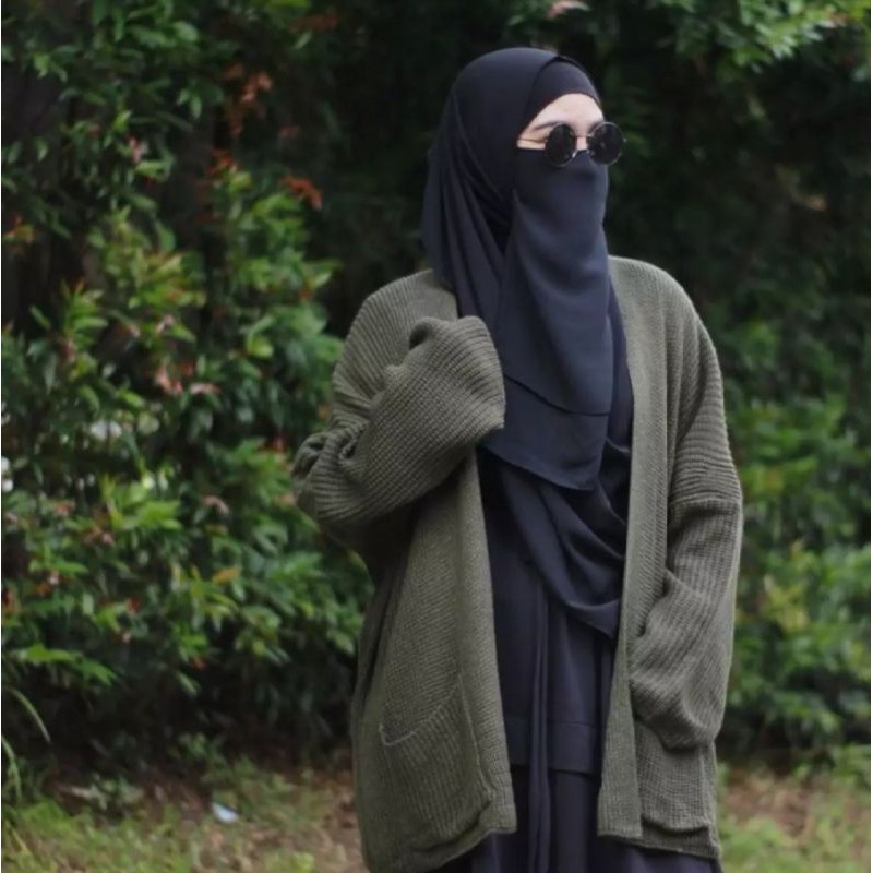 KARDIGAN RAJUT OVERSIZE JUMBO XXL 3XL 4XL PAKAIAN WANITA/ LOCY BIGSIZE-Army