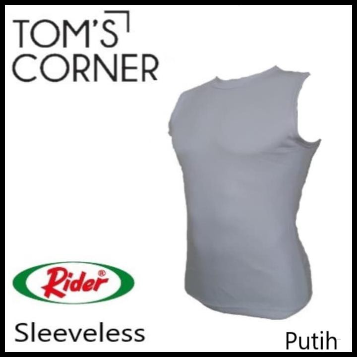 EKSKLUSIF KAOS DALAM / SINGLET / BAJU PRIA RIDER TANPA LENGAN PUTIH FITNESS GYM - PUTIH, M