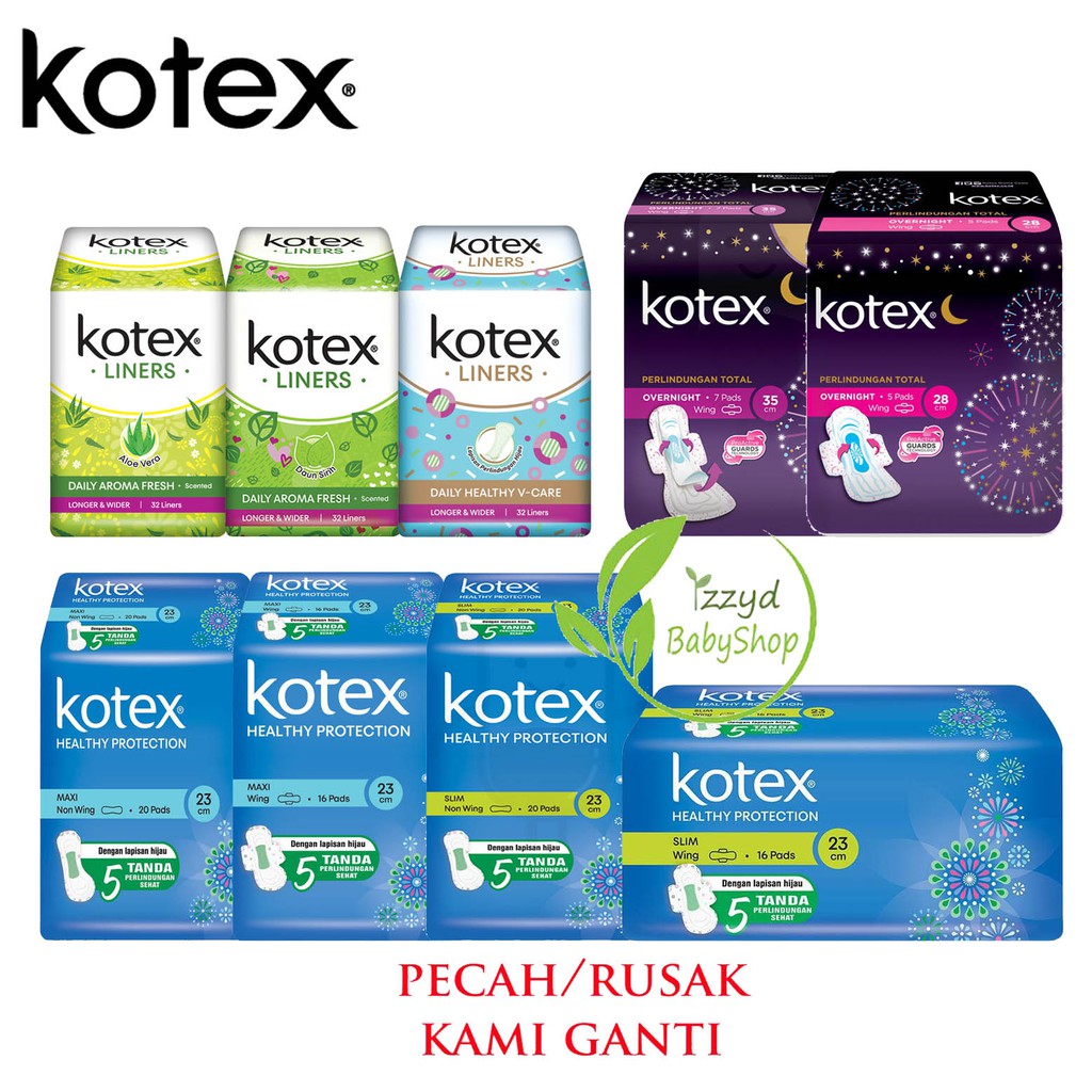 softex kotex pembalut pantyliner comfort night daun sirih non wing natural cool reguler flow