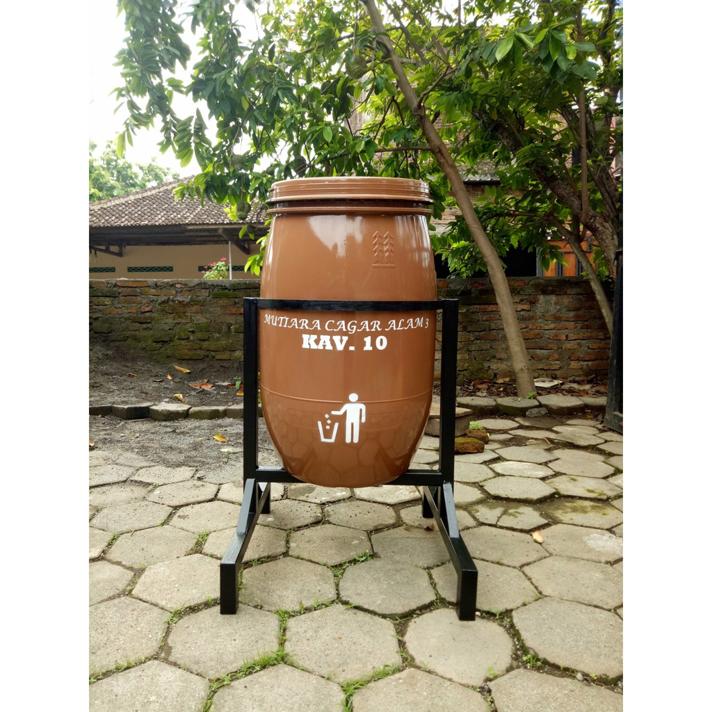 TERLARIS Tempat Sampah Drum Besar 60L Organik Nonorganik Tong Sampah