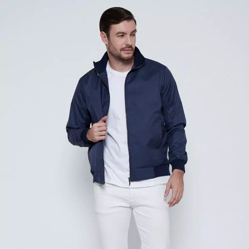 JAKET BOMBER NAVY POLOS ELEGANT