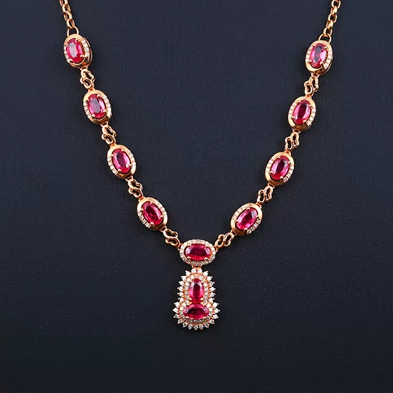 Kalung Ruby Mewah Warna Rose Gold