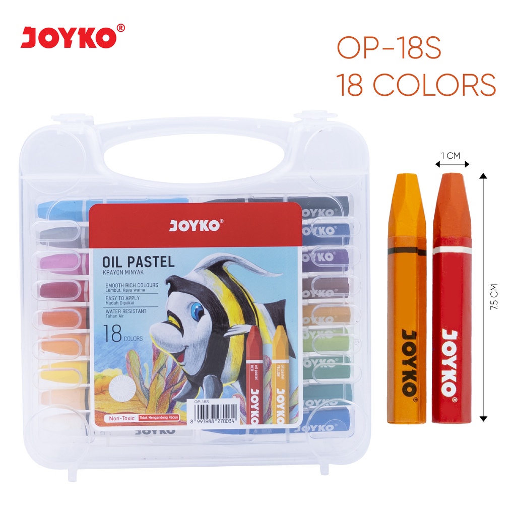 

Krayon 18 Warna Crayon Oil Pastel Joyko OP-18S