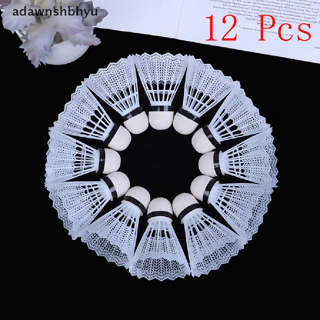 [adawnshbhyu] 12pcs Shuttlecock Bola Badminton Plastik Putih Olahraga Training Sport