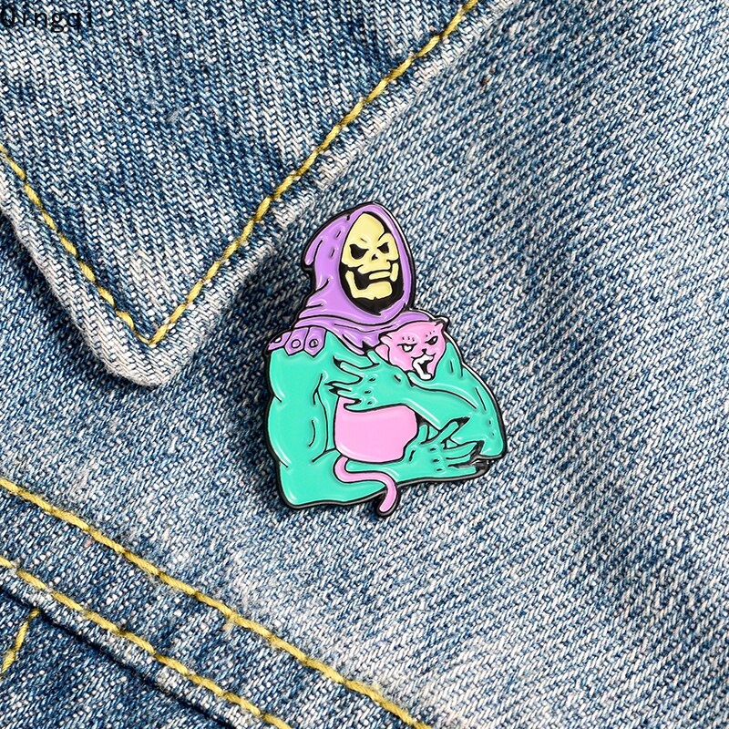 Sk Bros Pin Enamel Desain Tengkorak Kucing Ungu Gaya Gothic Untuk Aksesoris Wanitahadiah