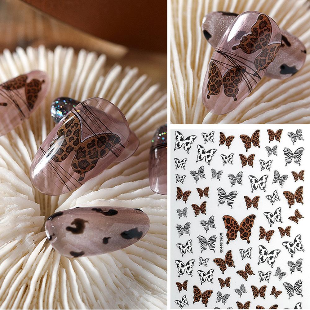 AUGUSTINA Agustin 3D Stiker Nail Art Wanita Gadis Desain Kuku Seri Hitam Perekat Decal