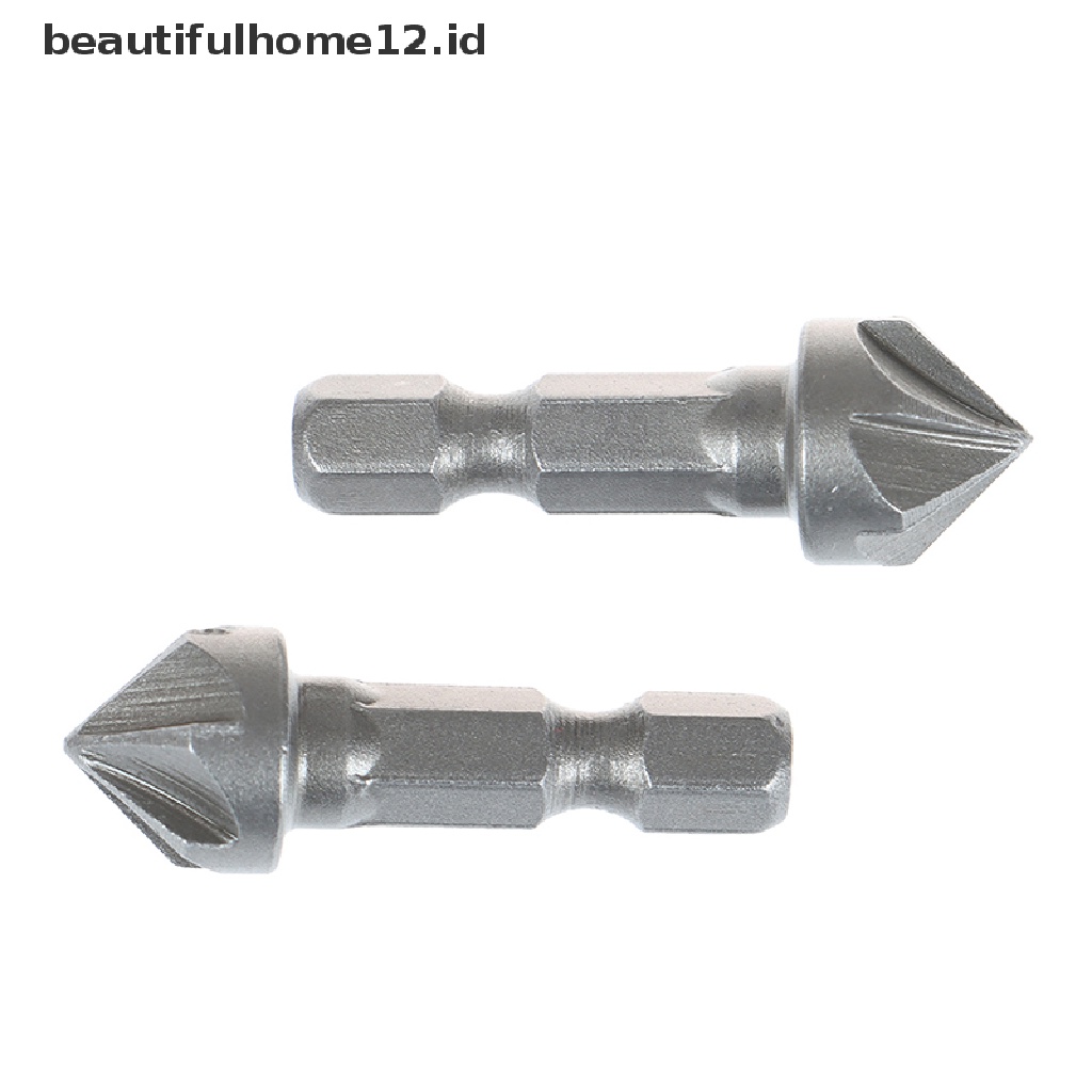 (Beautifulhome12.Id) Mata Bor 6 Flute Countersink Chamfer Gagang Hexagon Untuk Pengerjaan Kayu