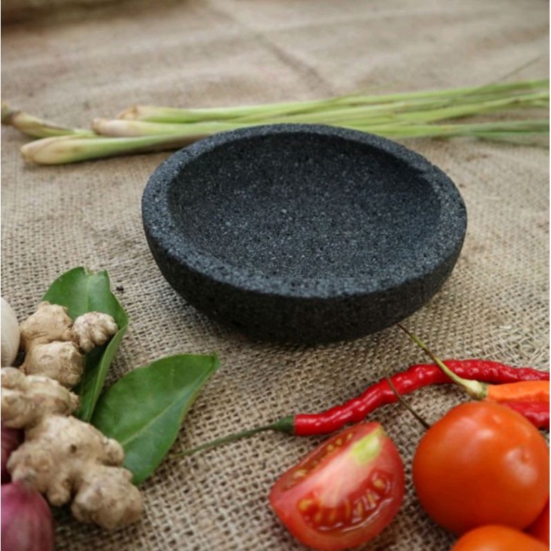 Cobek  Batu Ulekan Batu Gunung 100% Asli Ukuran16,18,20