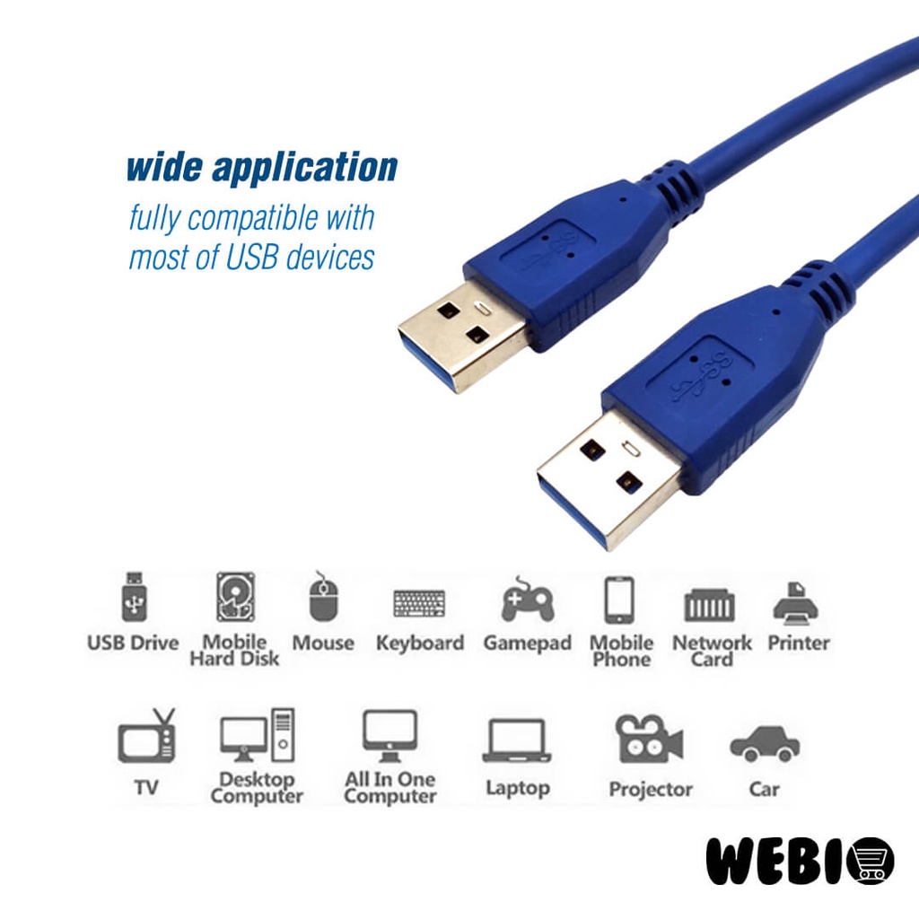 Kabel USB 3.0 Extension Male to Male 3M Sambungan Extender 3 Meter Ekstension Perpanjangan 3 M