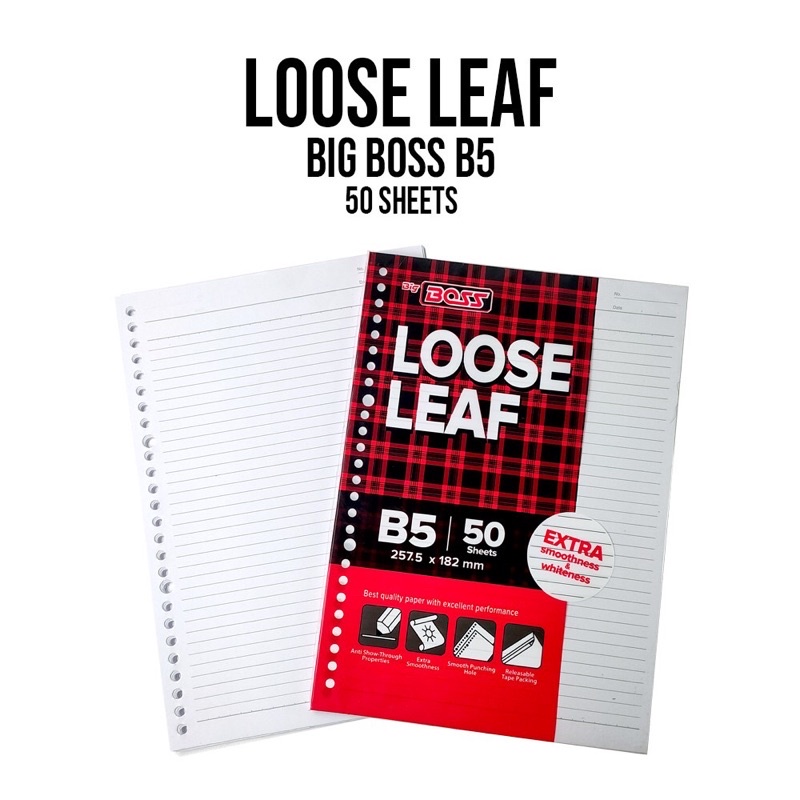 

ISI BINDER/KERTAS LOOSE LEAF PAPERLINE/BIG BOSS B5 50LEMBAR / B5 100LEMBAR