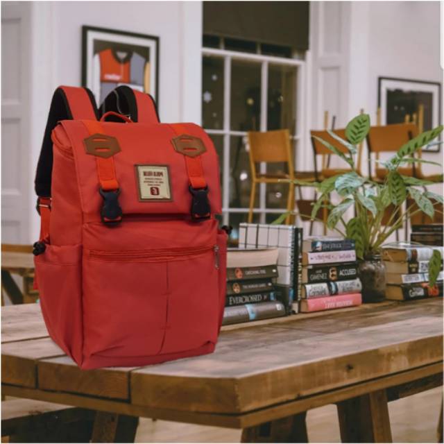 Tas ransel laptop merah 1476 backpack laptop clasic