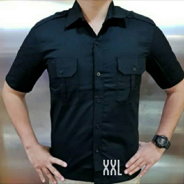 KEMEJA PDH XXL HITAM - KEMEJA PDL XXL HITAM - BAJU SECURITY PDH HITAM - PDL HITAM