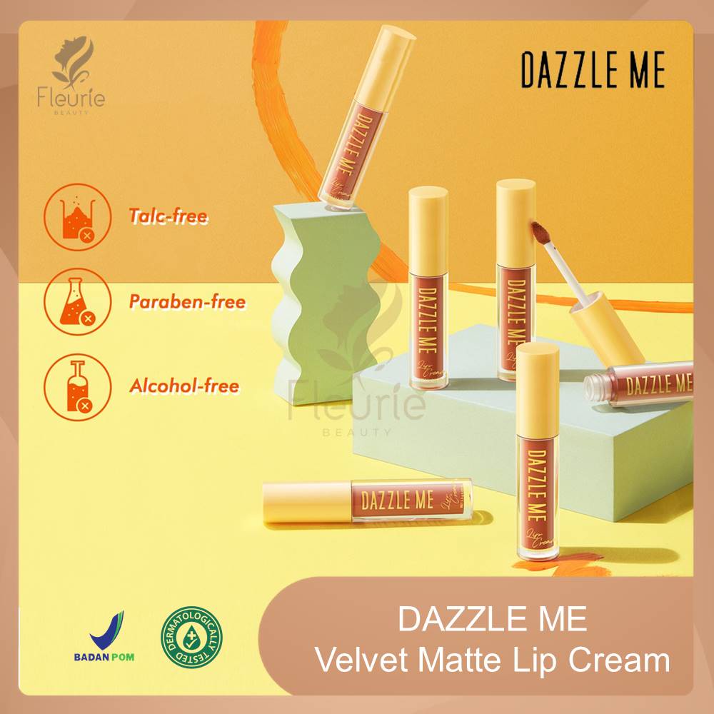 DAZZLE ME Velvet Matte Lip Cream - Dazzle Me Lipcream Tahan Lama 12Jam Velvety Moisturizing Original BPOM