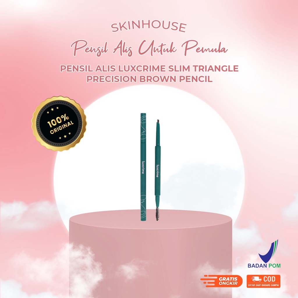 Skinhouseid Pensil Alis Luxcrime Slim Triangle Prescision Dark Brown Pencil Premium Natural Look