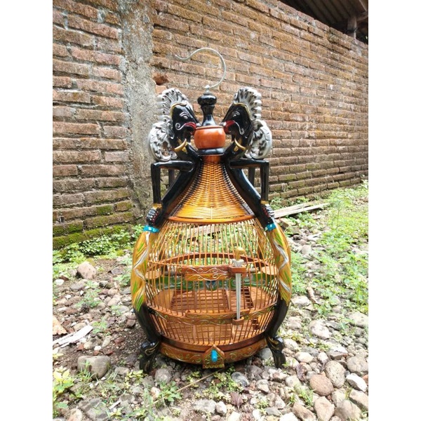 sangkar burung perkutut klasik ukir kayu jati