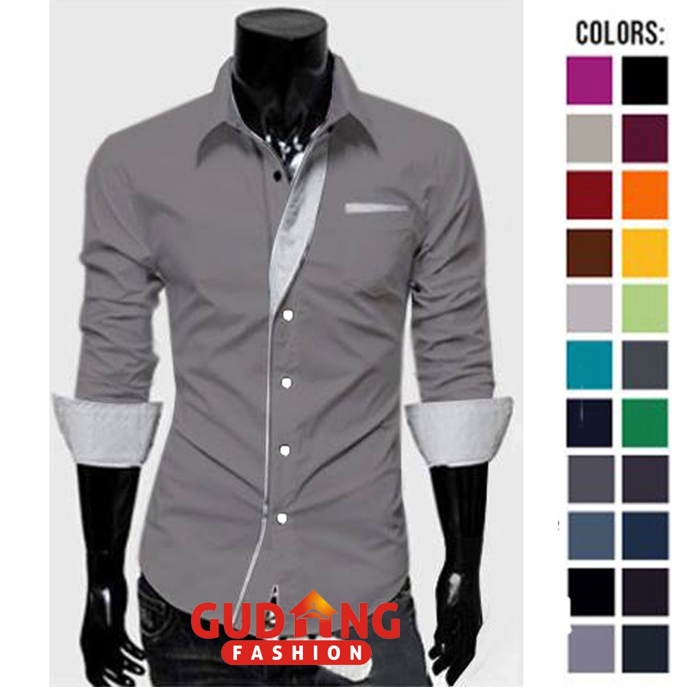 Kemeja Korea Casual Stylish Lengan Panjang Slim Fit - Banyak Pilihan Warna LNG (COMB)