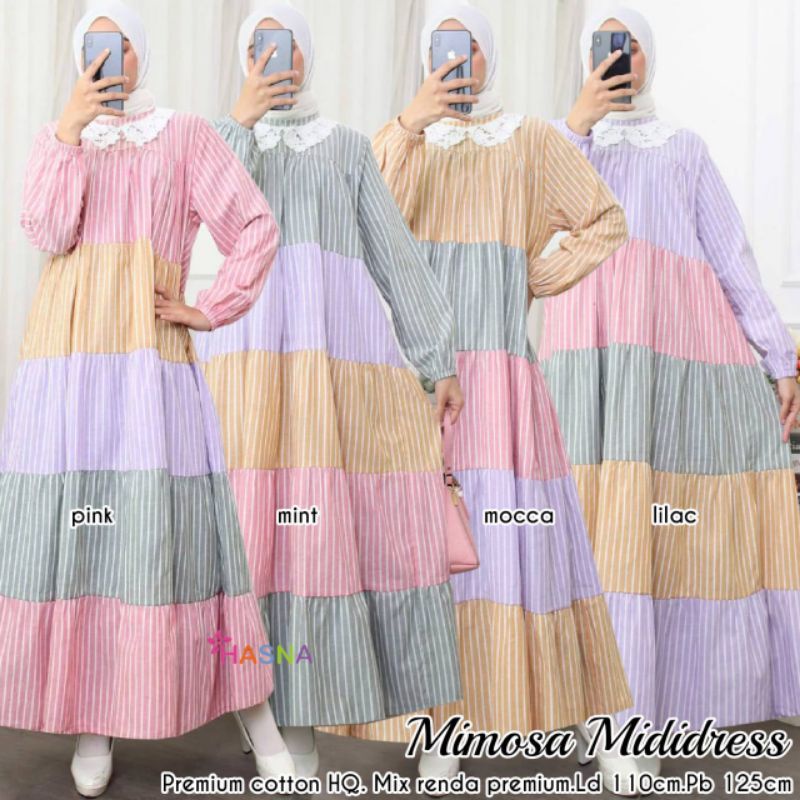 dress korea//rainbow//jumbo size ld 110//Mimosa midi by Hasna