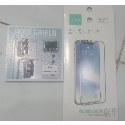 Satu paket Tempered glass full cover A92 &amp; lensa pelindung camera belakang oppo A92 protector kaca