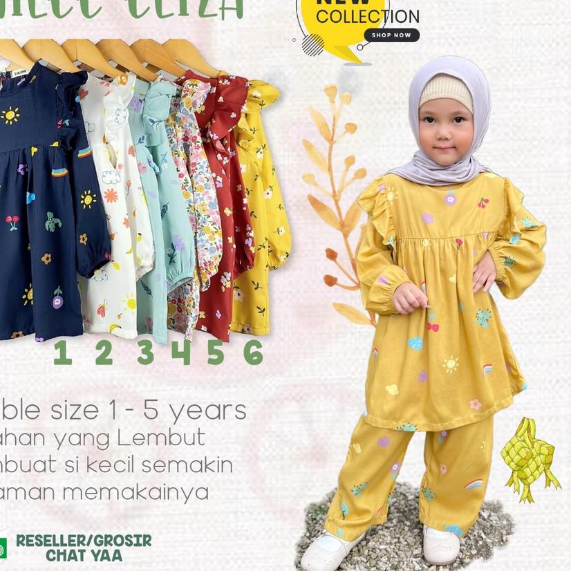 SMILEE ELIZA GAMIS ANAK PEREMPUAN SET BAJU SETELAN PANJANG ANAK PEREMPUAN MOTIF PAKAIAN MUSLIM BAJU 