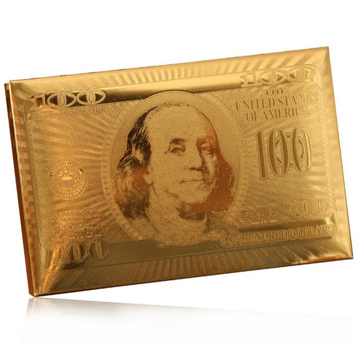 Kartu Remi Poker Lapisan Gold Foil Motif Dollar - Golden