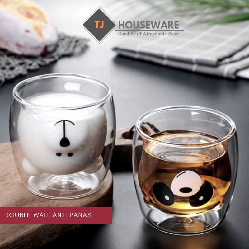 Gelas Mug Kopi Teh Karakter Unik Estetik Double Wall Aesthetic Anti Panas