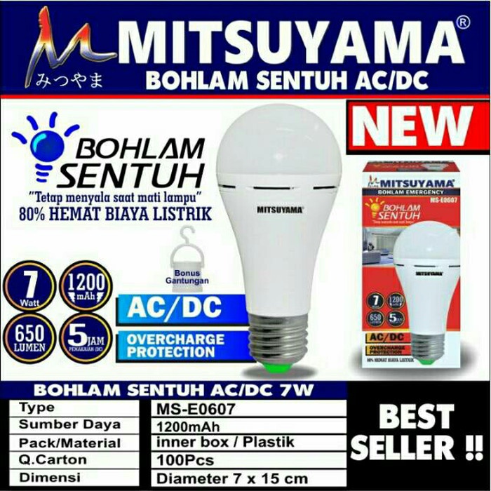 BOHLAM SENTUH MS-E0607 LAMPU LED 7 WATT MITSUYAMA EMERGENCY LAMP TERMURAH