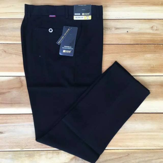 Celana Kerja Pria Kantor Formal Model Slimfit Hitam Abu-abu Bahan Katun Twist Size 27-38