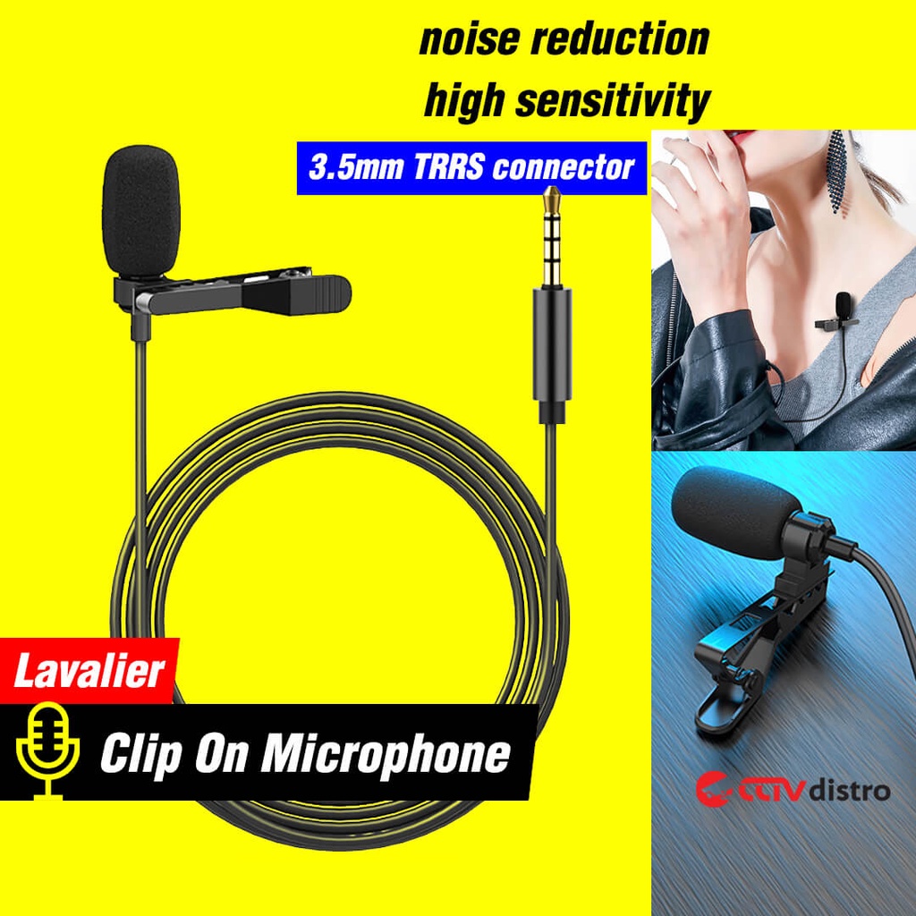 L21 Mic 3.5 mm TRRS Clip On Microphone Jepit Mikrofon Kabel 3.5mm HP Microfon Condenser Untuk Vlogger Rekaman Recording Youtuber