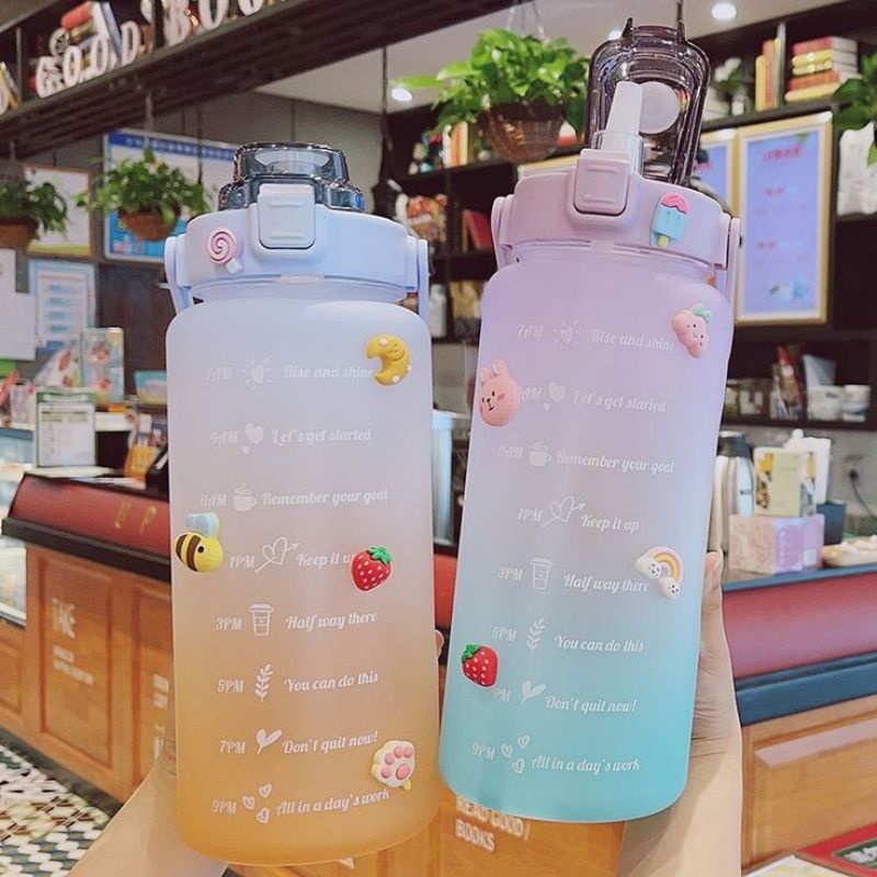 Aiko Bottle / Botol 2 Liter Gradasi / Botol Minum Motivasi / Mirip Botol QuiFit