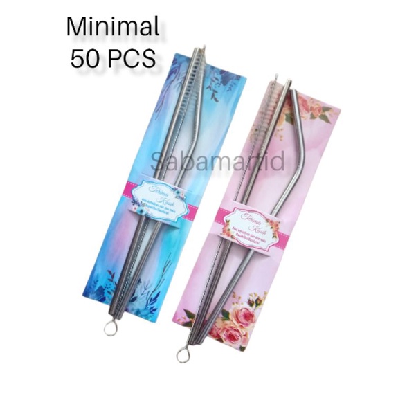Souvenir sedotan stainless set kemas alas plastik