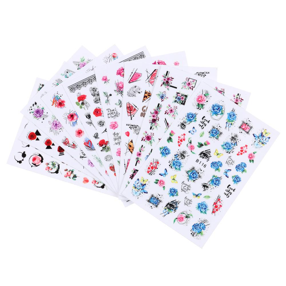 Solighter Stiker Kuku Manicure Rose Flowers Letter Line Dekorasi Nail Art