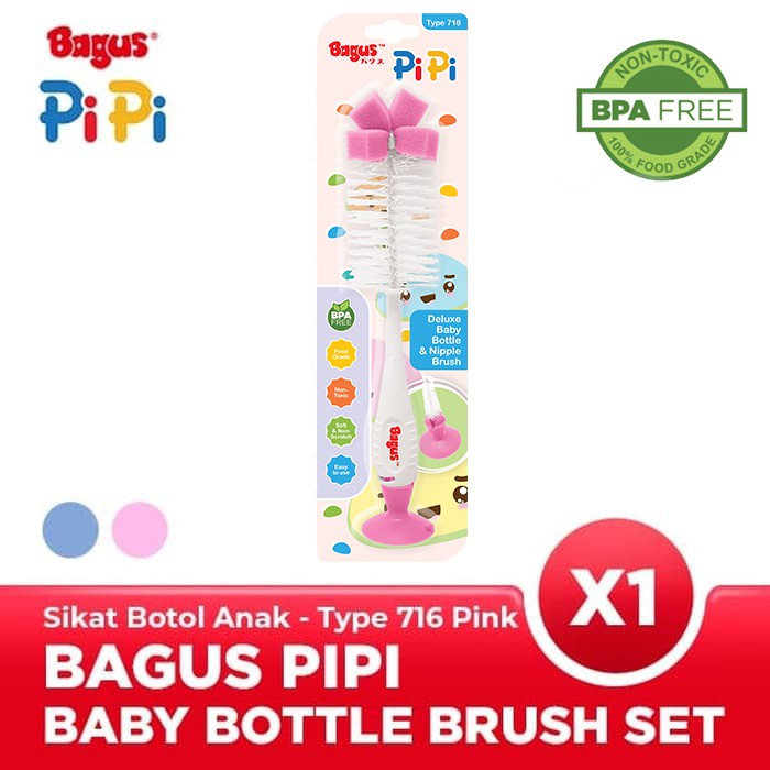 Bagus Pipi Sponge Baby Bottle Nipple Brush Set Sikat Botol Bayi 716