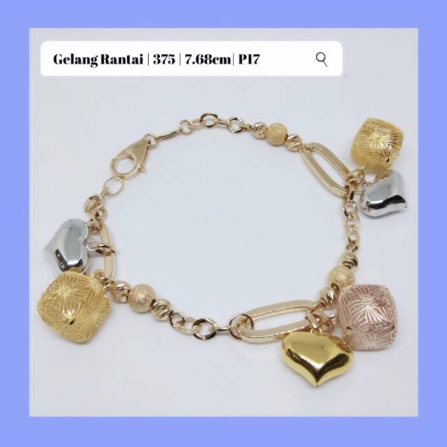 0126 Realpic Gelang Rantai Emas Asli Kadar 375 | Fancy Bracelet