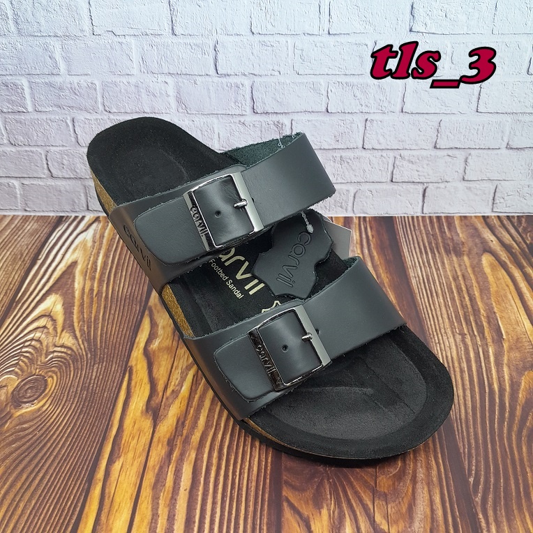 Sandal Kulit Asli Carvil Colorado 02 Ori 39-43 Sandal Slop Pria Casual